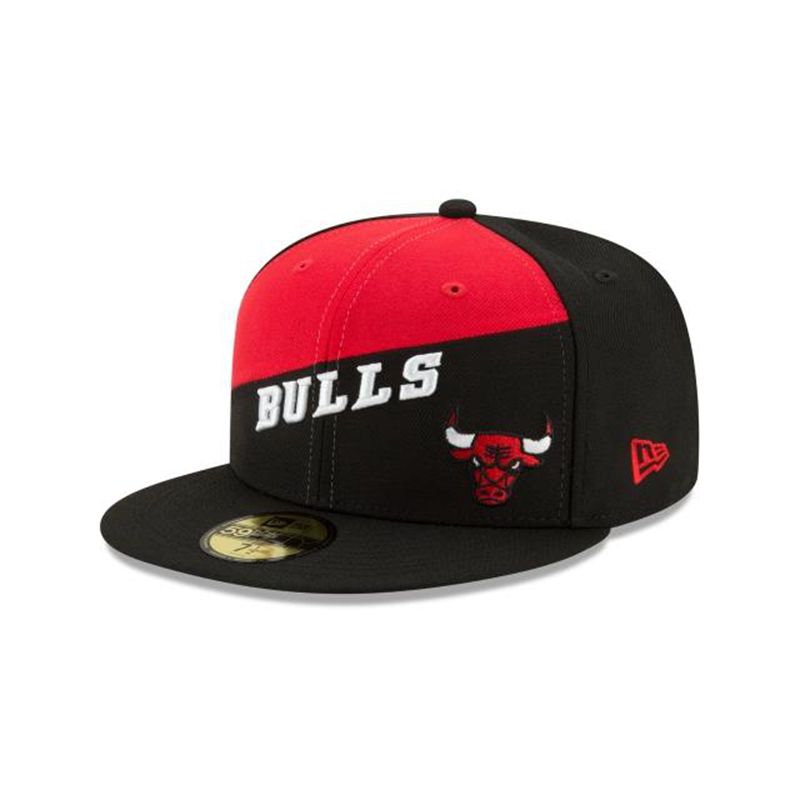 NBA Chicago Bulls Color Split 59Fifty Fitted (FUF2359) - Black New Era Caps